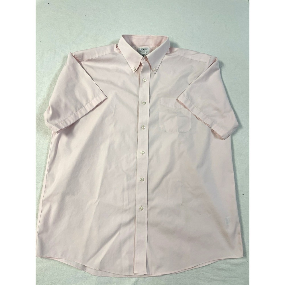 L.L. Bean Men's Traditional Fit Short Sleeve Dress Shirt Pink  Cotton 17-35‎